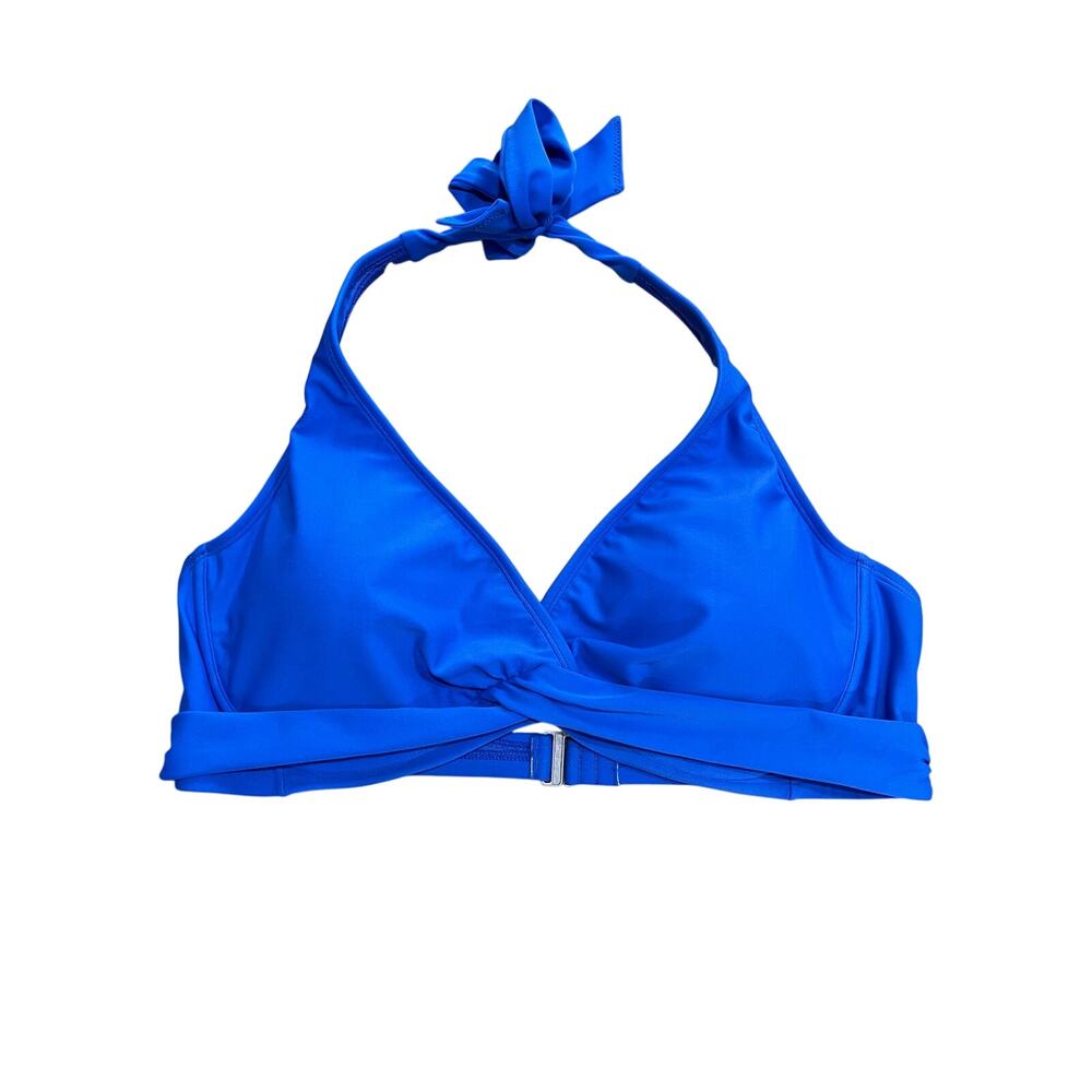Athleta Halter Bikini‎ Swim Top Blue Athletic Swimwear 40 B C Cup